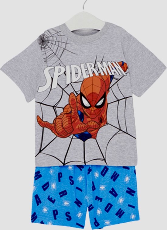 Marvel Spiderman Pyjama - Shortama - Grijs - Maat 98