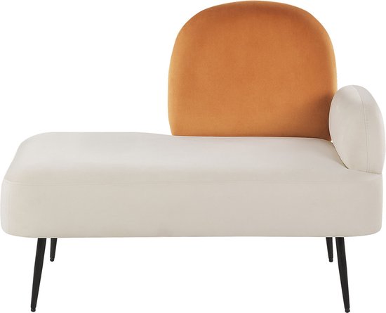 ARCEY - Chaise longue - Wit/Oranje - Fluweel
