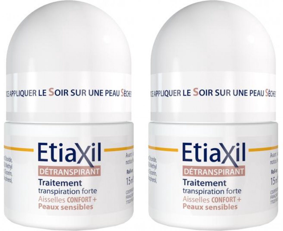 Goedkoopste Etiaxil Détranspirant Confort Aisselles Peaux Sensibles Roll-On Lot de 2 x 15 ml