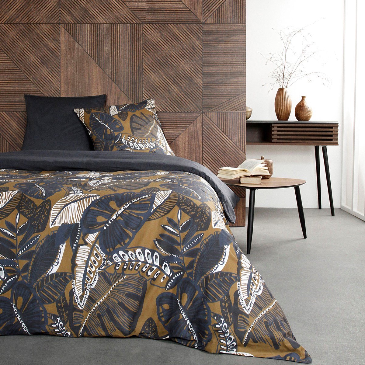Tweepersoonsbeddengoed met Teranga LAGOS-print - Anthracieblauw - 240x220 cm
