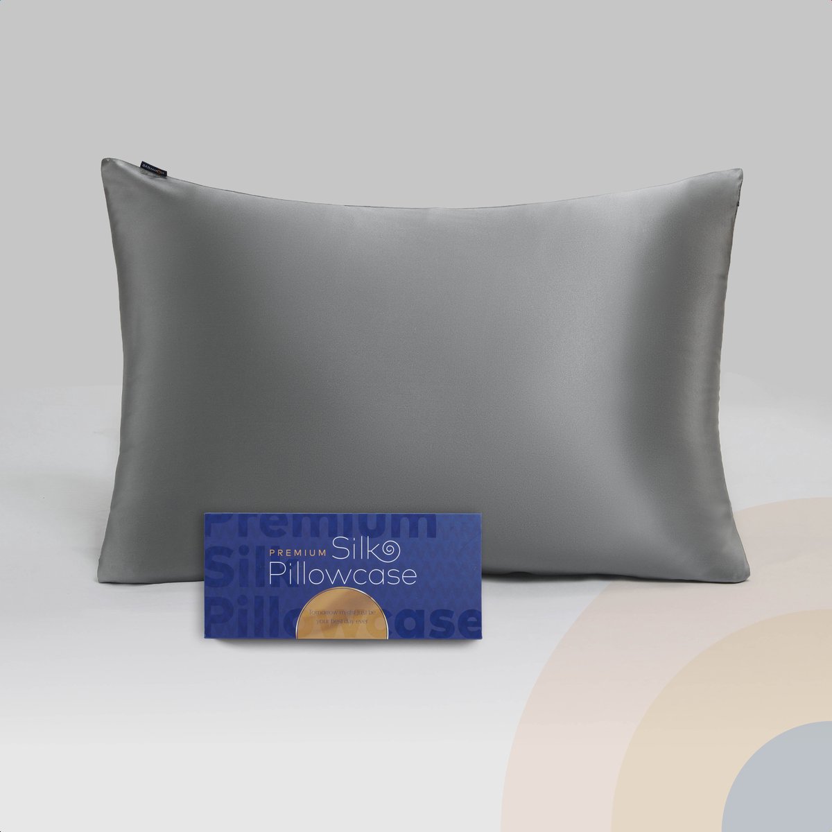 Slowwave Premium Silk Pillowcase - Kleur: Grey Elegance - Ervaar het beste zijden kussensloop - 100% Mulberry zijde - 22 momme - Hoogste kwaliteit (grade 6A) - 60x70cm