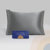Taie d'oreiller en Silk Slowwave Premium - Couleur : Gris Elegance - Découvrez la meilleure taie d'oreiller en soie - 100 % soie de mûrier - 22 momme - Qualité la plus élevée (grade 6A) - 60x70 cm