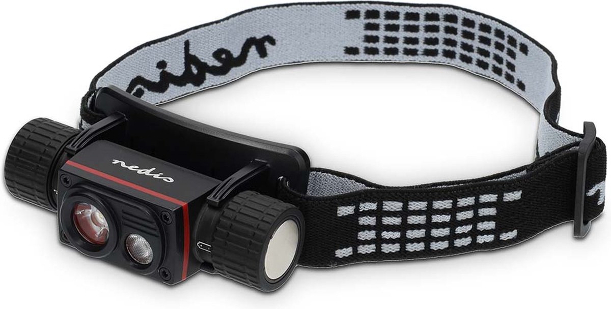 Nedis LED hoofdlamp - Batterij Gevoed / USB Gevoed - 3.7 V DC - Incl. batterij(en) - Oplaadbaar - Nominale lichtstroom: 1000 lm - Lichtbereik: 180 m