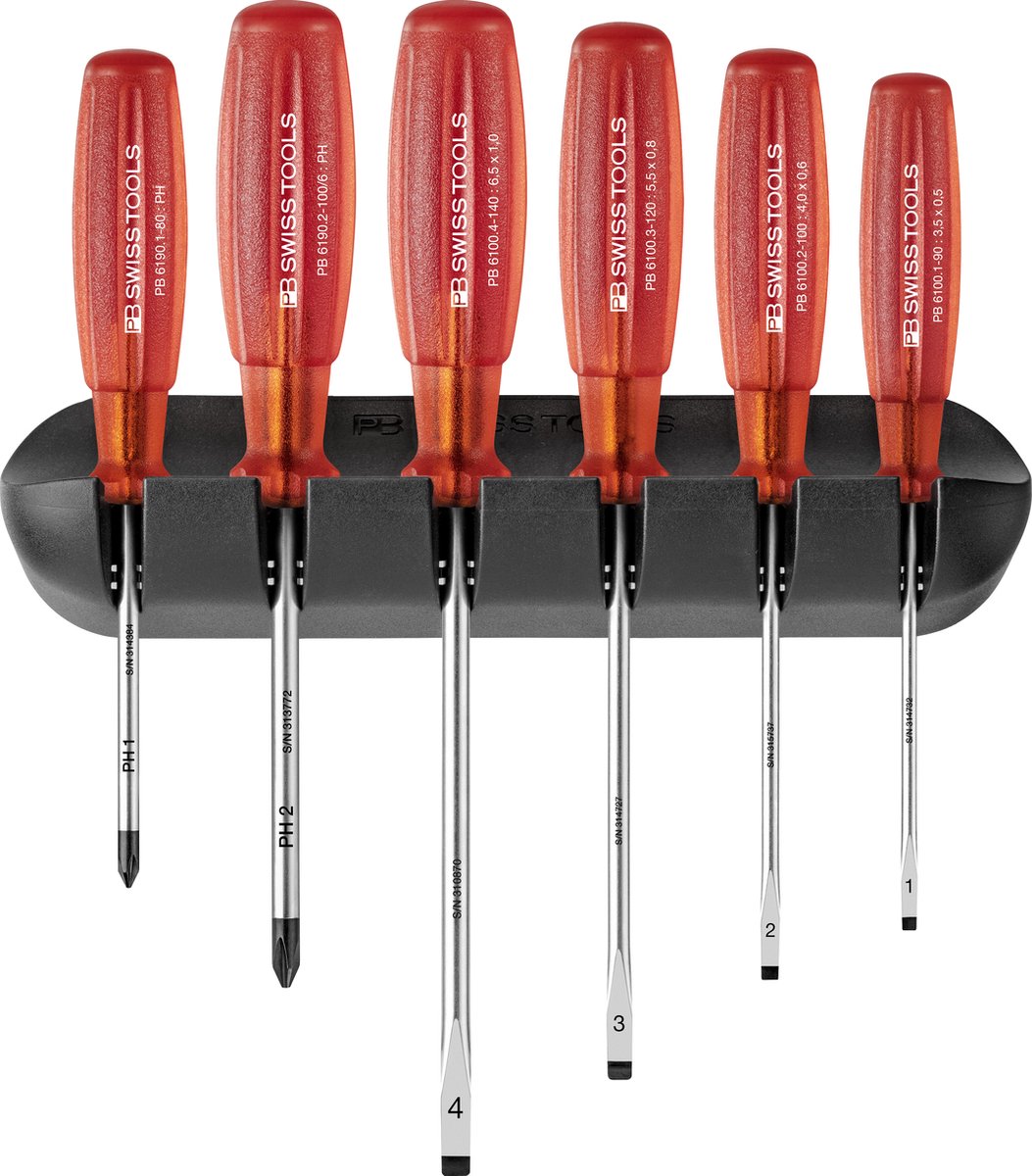PB Swiss Tools Schroevendraaierset 6-delig met Muurhouder