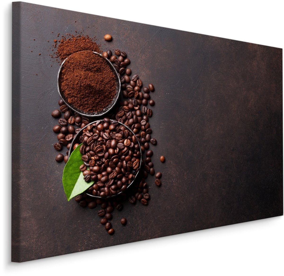 karo-art Schilderij - Koffie, Gemalen en Bonen, Premium Print Multikleur