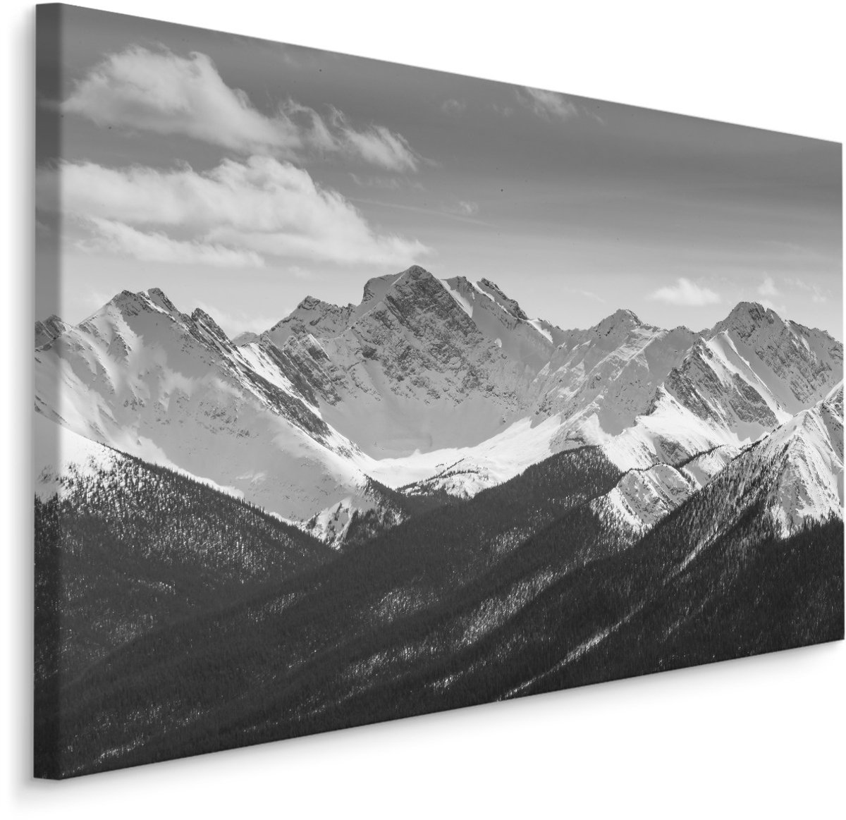 karo-art Schilderij - Prachtige Bergen in zwart/wit, premium print Multikleur