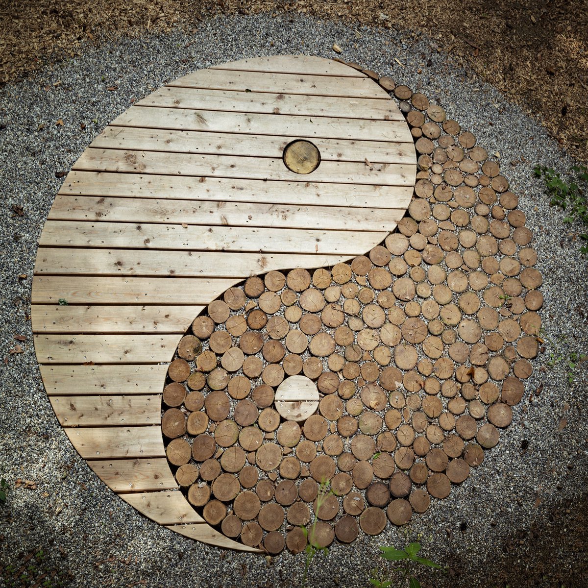 karo-art Poster - Houten Yin & Yang, Inspiratie in hout, Premium Print Multikleur