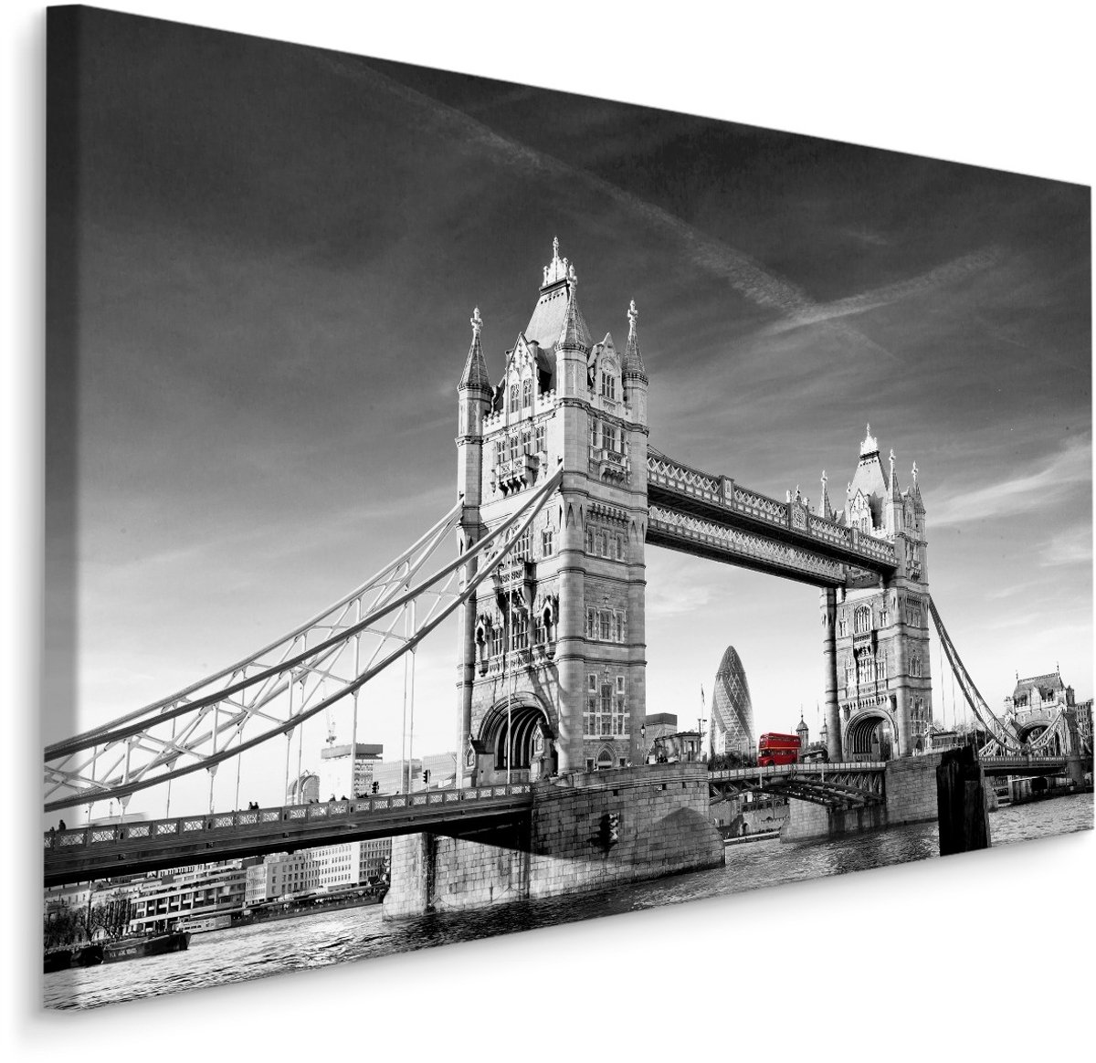 karo-art Schilderij - Tower Bridge in zwart/wit, Premium Print Multikleur