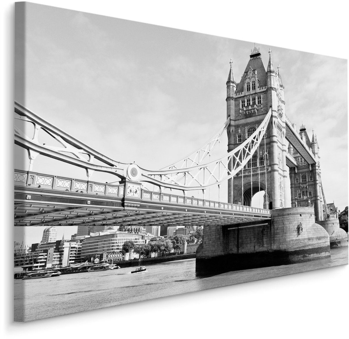 karo-art Schilderij - Tower bridge in zwart/wit, Londen, Premium Print Multikleur