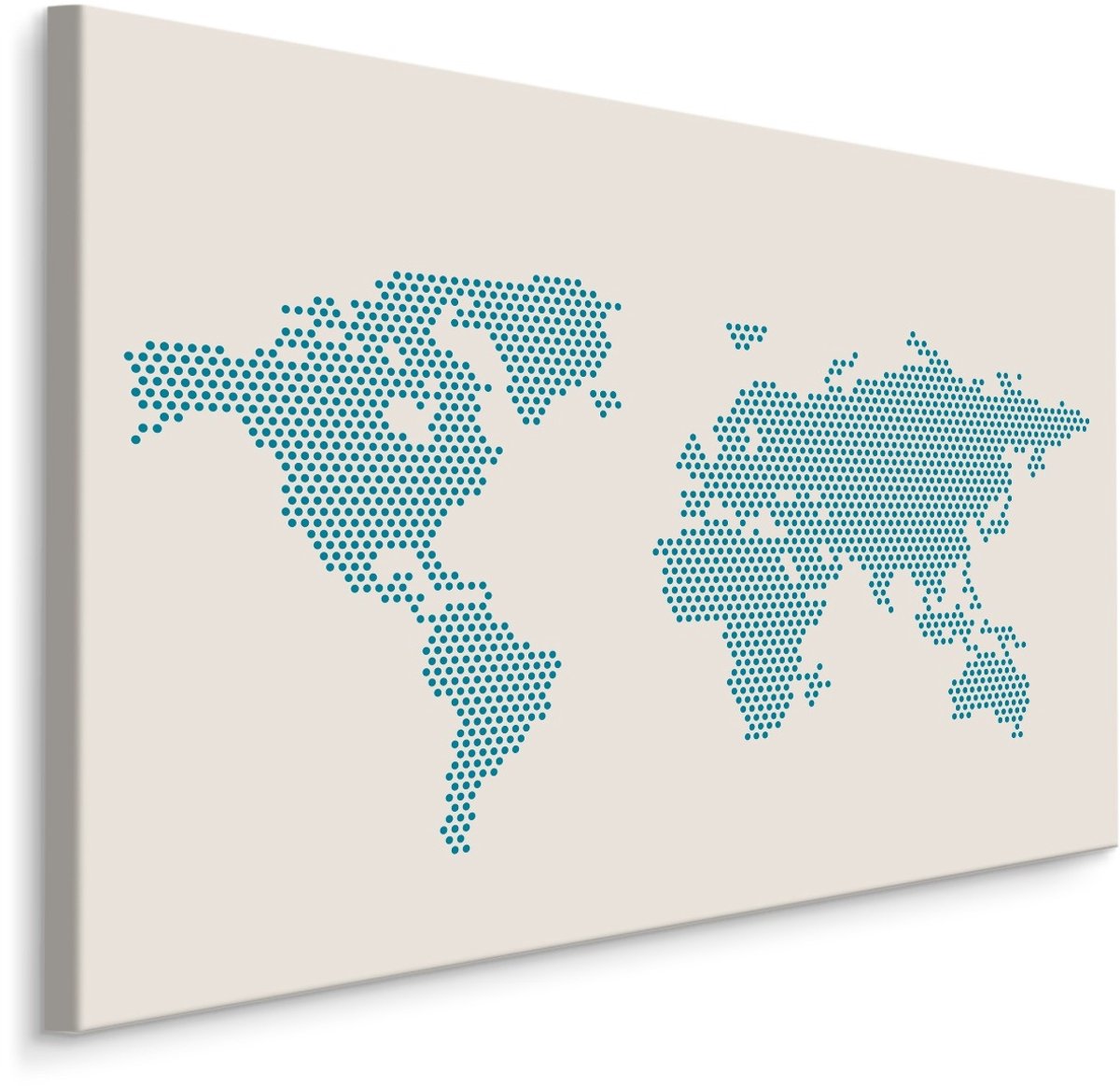 karo-art Schilderij - De Wereld in Pixels, Wereldkaart, Premium Print Multikleur