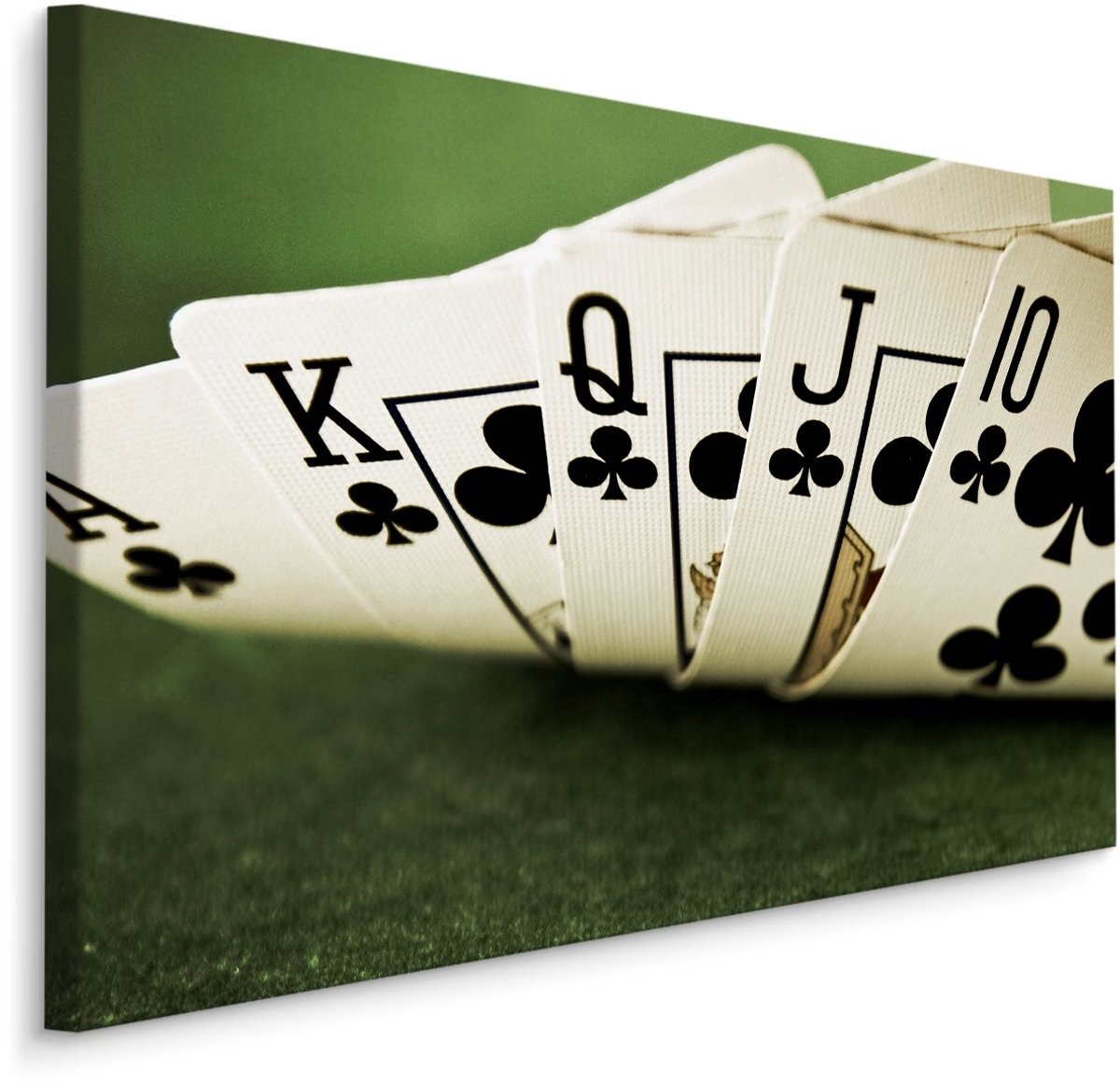 karo-art Schilderij - Speelkaarten, Royal Flush, Klaveren, Premium Print Multikleur