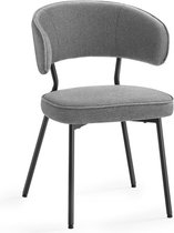 Chaise de salle à manger, chaise de cuisine, chaise rembourrée, chaise longue, pieds en métal, moderne, pour salle à manger, cuisine, gris foncé