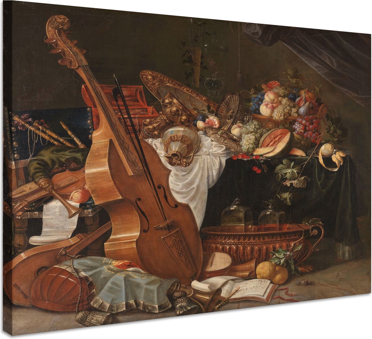 karo-art Schilderij - Johann Friedrich Grueber, Stilleven, 1662 - 1681, 100x90cm Multikleur