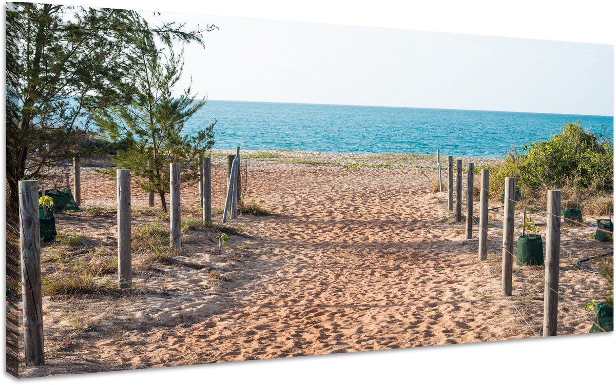 karo-art Schilderij - Zandpad naar de Noordzee, 100x70cm. Premium print Multikleur