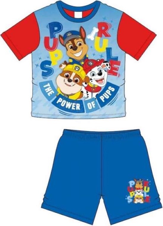 Paw Patrol pyjama - korte broek en t-shirt - blauw - Paw Patrol shortama - maat 98/104