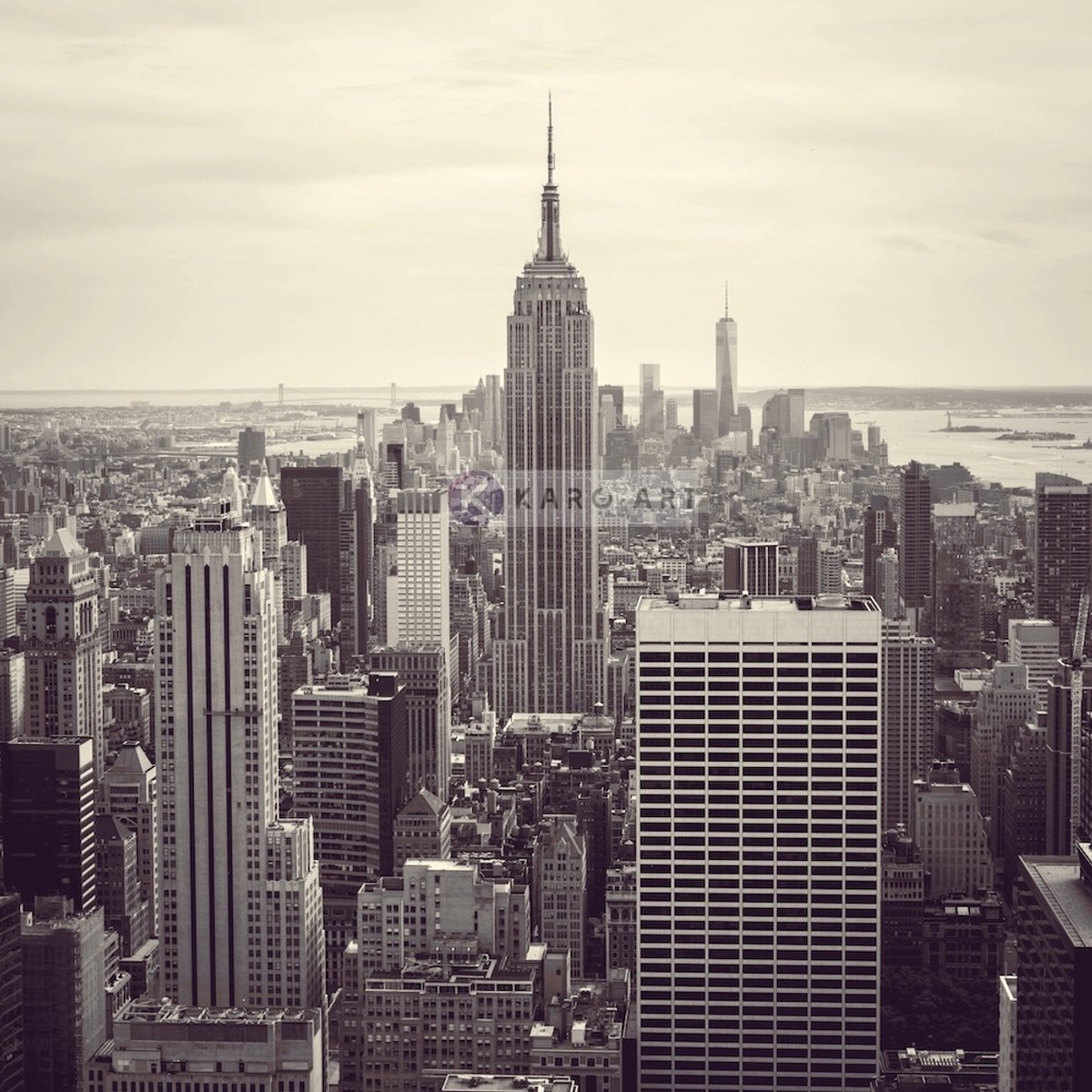 karo-art Schilderij - Empire state building, New York, zwart/wit, premium print, 3 maten Multikleur