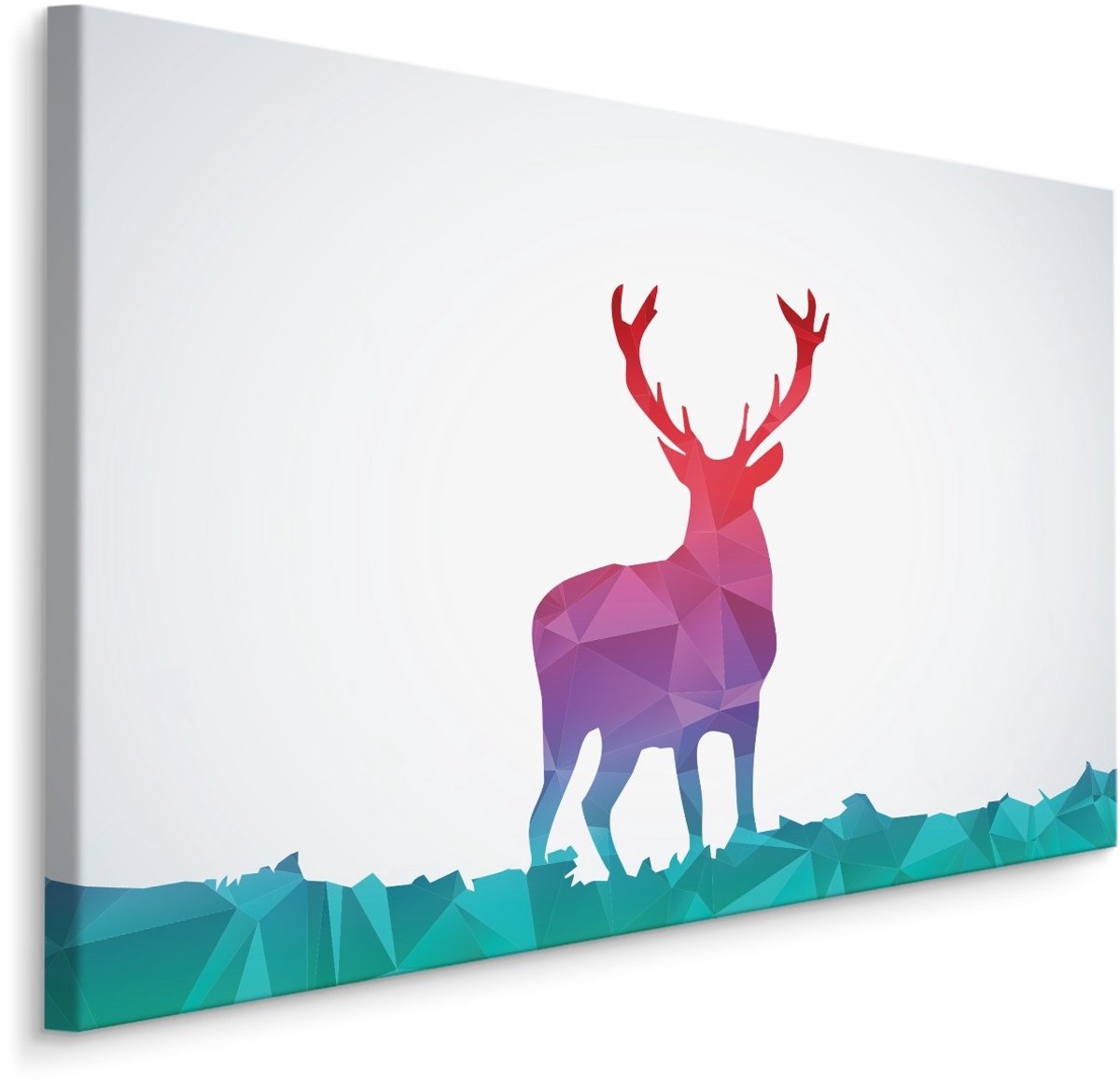 karo-art Schilderij - Multi-gekleurde geometrische hert, Premium print Multikleur