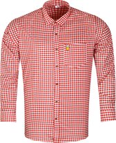 Bel Party Wears / Tiroler Hemd Rood wit voor Mannen / Oktoberfest / 65 % Katoen 35 % Polyester - Geborduurde Bierpul - Maat S