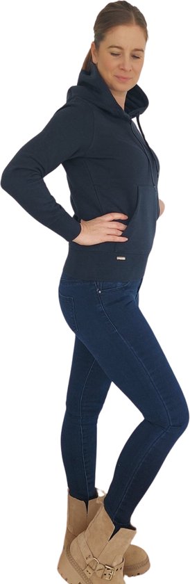 Trui - Biologisch katoenen trui - sweater - trui met cappuchon - navy - cappuchon trui - pullover