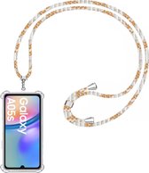 Cordon téléphonique + Coque Adapté pour Samsung Galaxy A05s - Longueur Ajustable - Chaîne de téléphone - Coque Antichoc - Or Wit