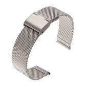 Milanese Mesh Fijn Geweven Horlogebandje Roestvrij Staal + Verwisseltool = Makkelijk Zelf Te Bevestigen - Staal 18mm