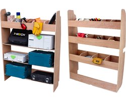 Bestelwagenrek Ford Transit Custom & Gereedschapsopslag Eenheid SWB LWB 12mm Dik Multiplex Rek Planken Gereedschapsorganizer Bestuurders- en Passagierszijde 136 x 102 x 30cm Antislip Rubberen Matten