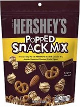 Hershey's Popped Snack Mix - Chocolate Drizzled Popcorn, Hersheys milk chocolate bars, pretzels