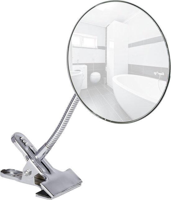 Cosmetische spiegel clip - 5-voudige vergroting, 500% vergroting, staal, 15 x 27 cm, chroom