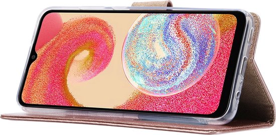 Étui portefeuille pour livre adapté à : Samsung Galaxy A04E - Or rose
