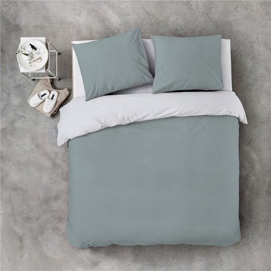 Byrklund Dekbedovertrek Side Way - 140x220 - 100% Katoen - Jade / Wit van Merkloos — afbeelding 4