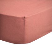 Princess Line- Comfortabel Ultra-Soft-Hoeslaken -100% katoen-Jersey -Stretch -Strijkvrij- Rondom elastiek-Hoekhoogte tot 30cm-2Persoons- Lits-Jumeaux-180x200 cm-Licht Roze