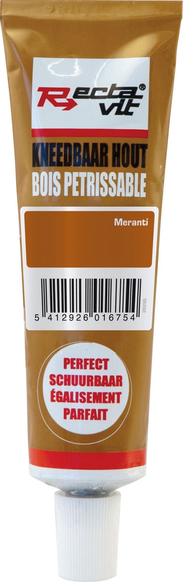 Rectavit Kneedbaar Hout - Reparatiepasta - Overschilderbaar - Tube 50 ml - Meranti - Prijs per stuk
