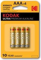 Kodak Ultra Premium, Batterie à usage unique, AAA, Alcaline, 1,5 V, 4 pièce(s), Cd (cadmium), Hg (mercure)