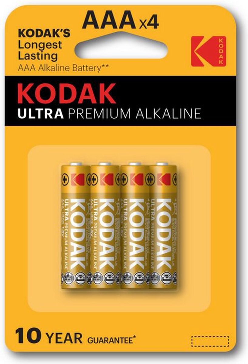 Kodak Ultra Premium AAA Alkaline Batterij 4 Stuks