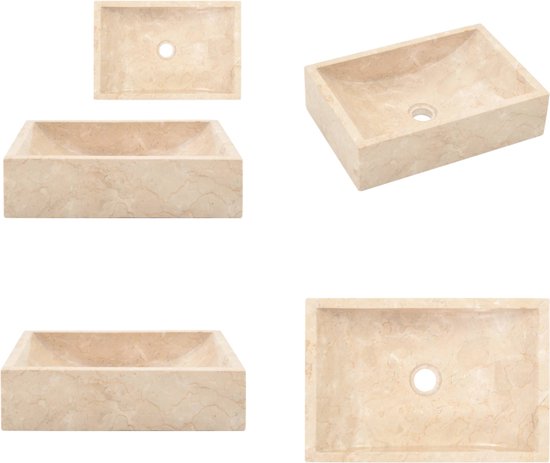 vidaXL Wastafel wandgemonteerd 38x24x6,5 cm marmer crèmekleurig online