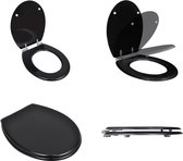 vidaXL Toiletbril soft-close simpel ontwerp MDF zwart - Toiletbril - Toiletbrillen - Wc-bril - Wc-brillen