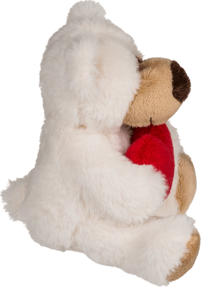 Pluche knuffelbeertje met rood hartje - 15 cm - Valentijnsdag decoratie/cadeau - Liefde — afbeelding 4