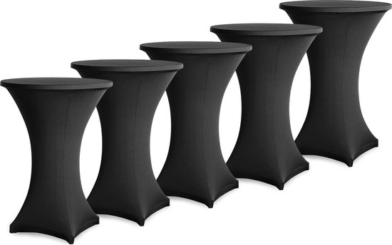 5x Luxe Statafelrok - ∅70-75x110 cm - Extra Dik & Sterk - Stretch Statafelhoes - Statafel Partytafel Tafelrok - Carnaval - Zwart - Tafelhoezen voor Statafel - Sta Tafel Hoes - Staantafelhoes
