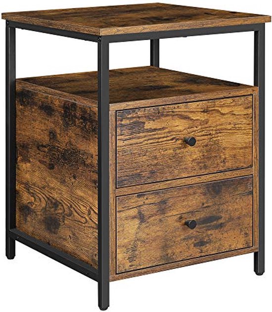 VASAGLE Bijzettafel, nachtkastje met stopcontacten, C-vorm, salontafel