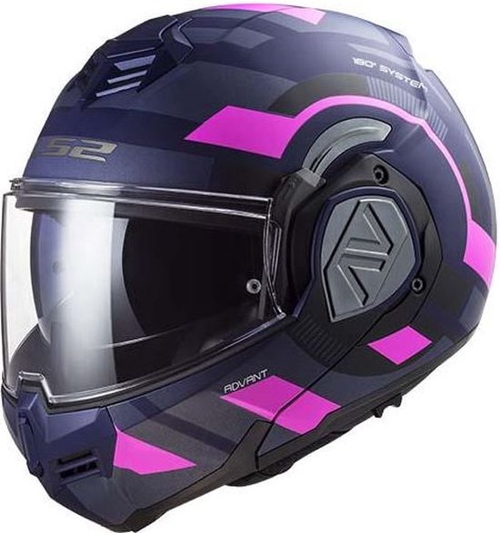 Foto: Ls2 ff906 advant velum matt blue fluo pink modular helmet 3xl maat 3xl helm