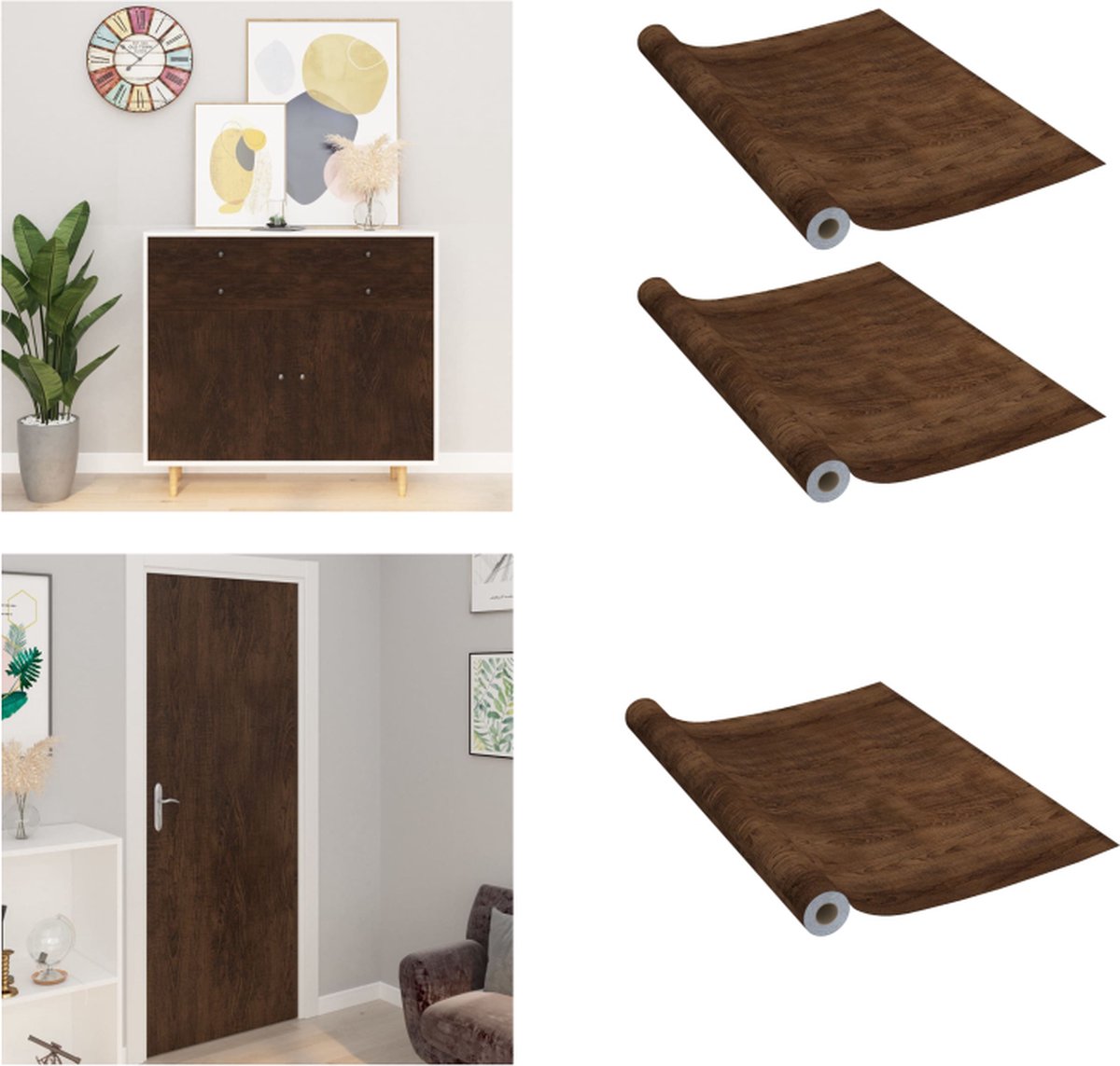 vidaXL Meubelfolies zelfklevend 90x500 cm PVC matzwart