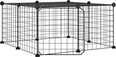 vidaXL - Huisdierenkooi - met - deur - 12 - panelen - 35x35 - cm - staal - zwart