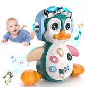 Kruipend Pinguïn Baby Speelgoed - Educatief & Stimulerend - Muzikaal Baby Speelgoed 6+ Maanden - met Geluid - Krabbelspeelgoed