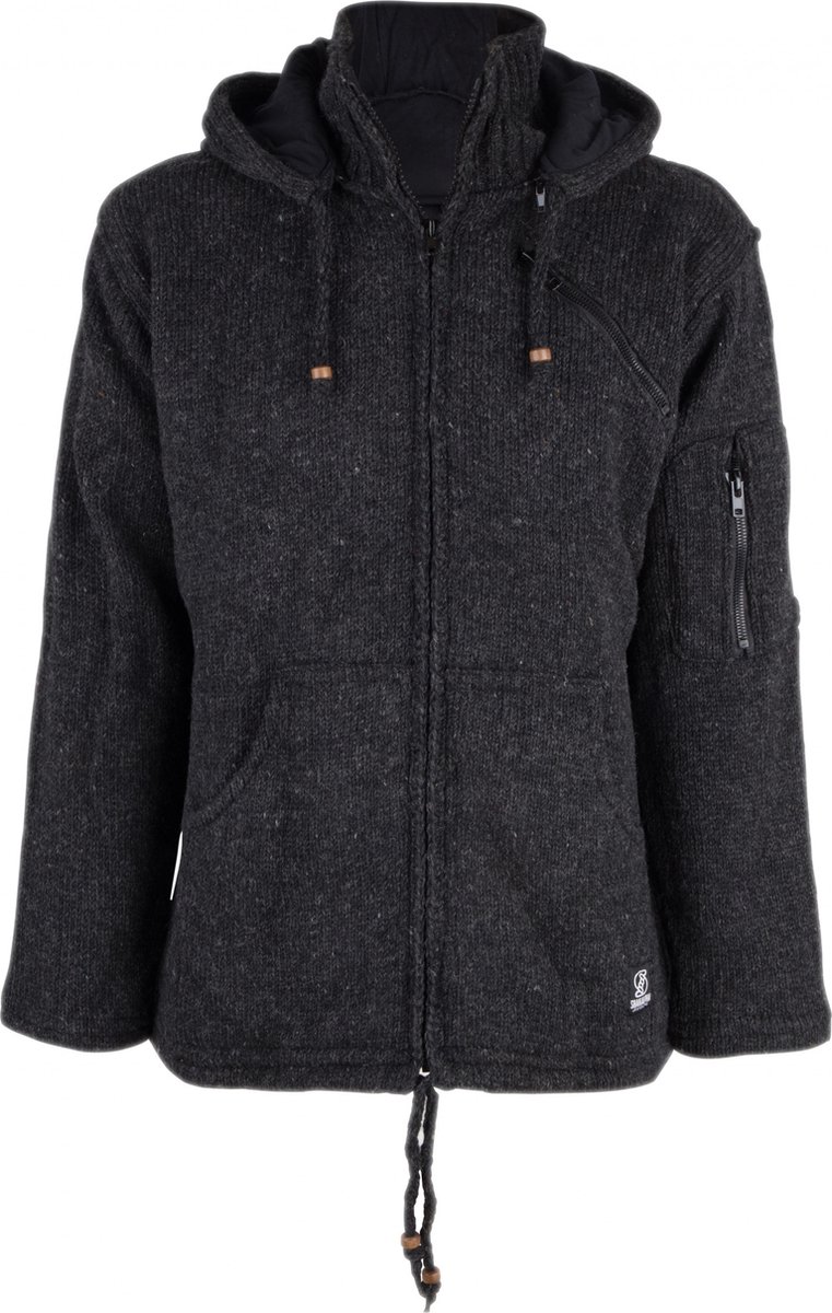 Gebreid Wollen Heren/Uni Vest van Schapenwol met Katoenen Voering en hoge kraag SHAKALOHA M Flyer Collar Beige