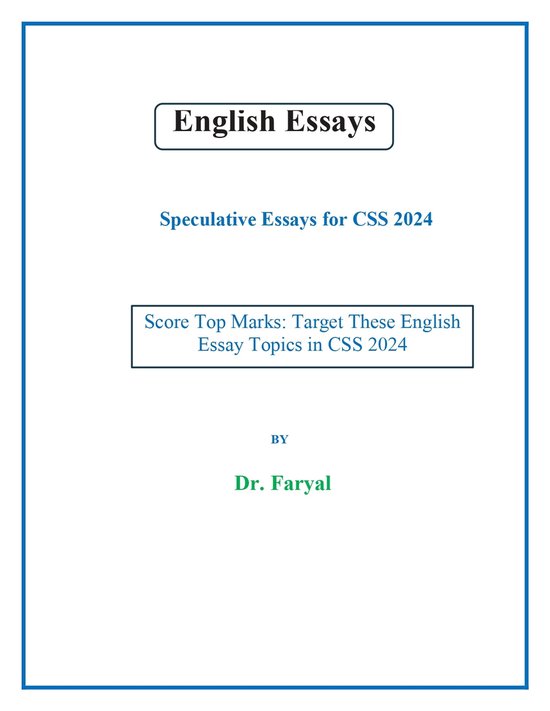 CSS Excellence Guide - English Essays (ebook), Faryal Zubair ...