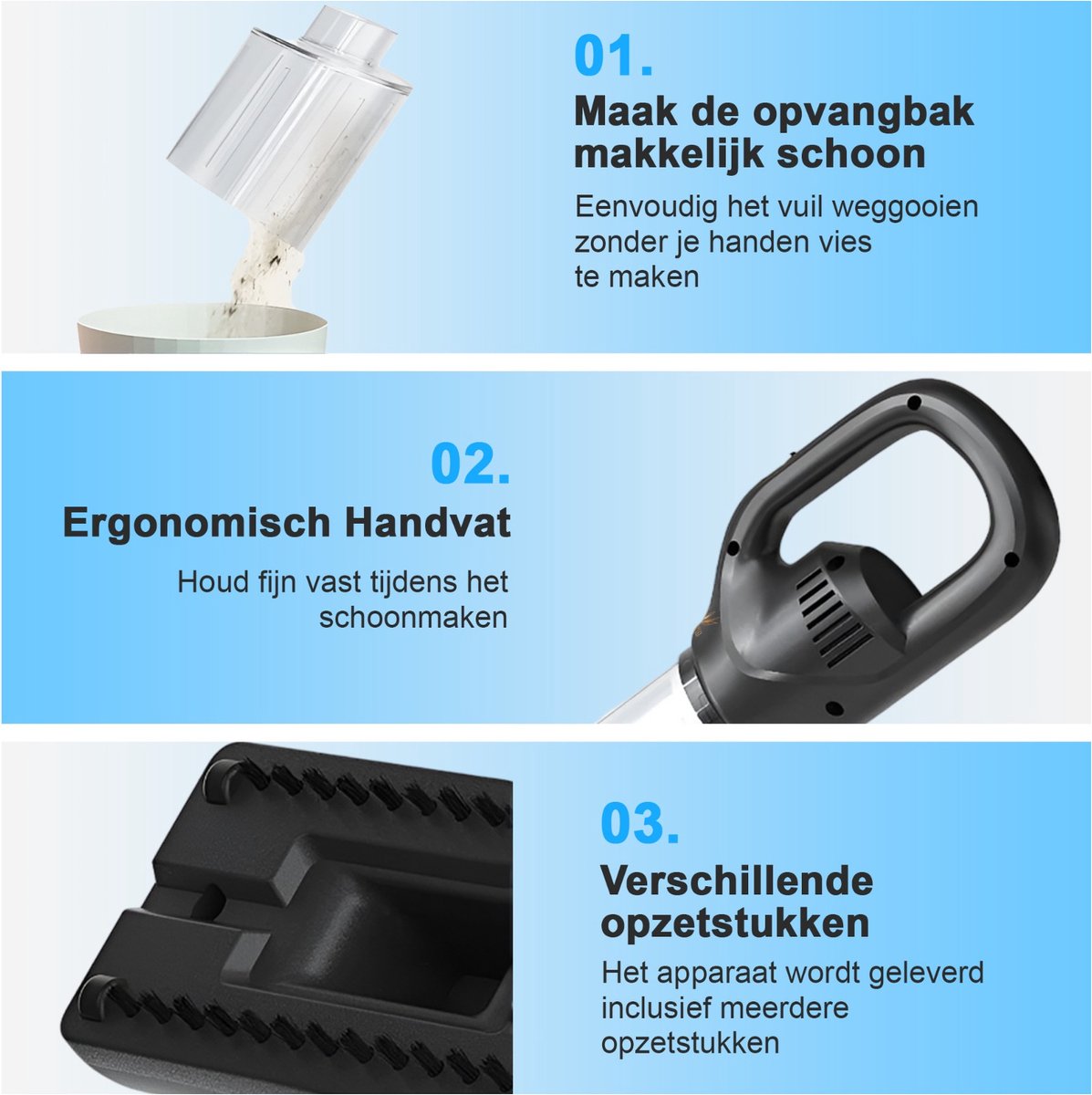 Ferodelli Kruimeldief Snoerloos Handstofzuiger Zwart - afbeelding 3