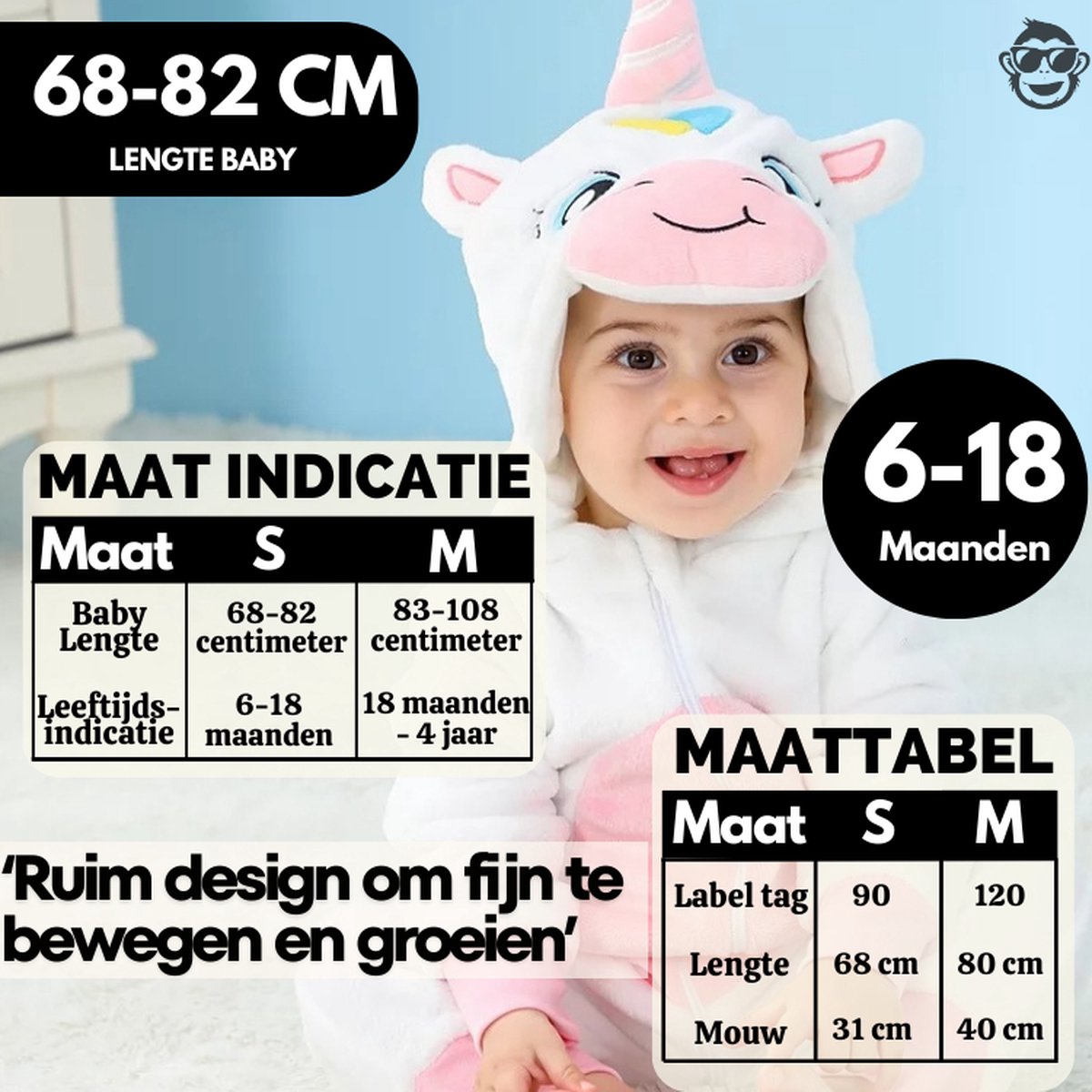 BoefieBoef Dieren Onesie Pyjama 6m