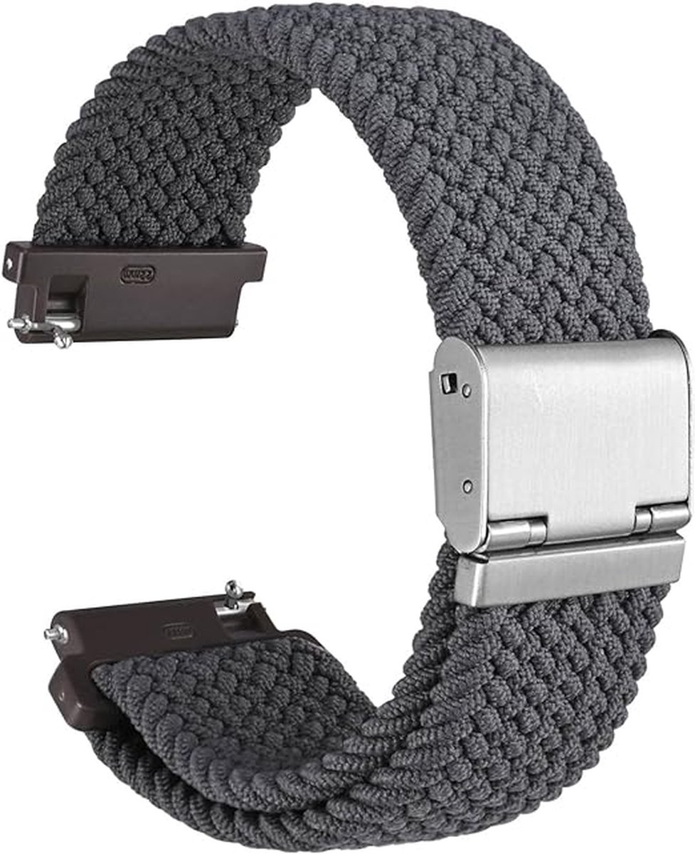SHOP YOLO-Horlogeband met Verstelbare Gesp-Gevlochten Sporthorloge Banden voor Heren en Dames-Bandbreedte- 22mm-grijs