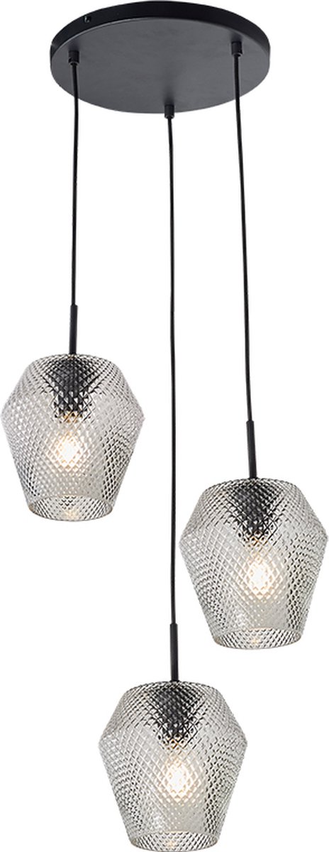Olucia - NANKO - Hanglamp - Transparant / Zwart - 3L - Vorm: Overig