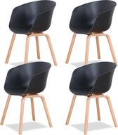 Mima® Chaises de salle à manger lot de 4 - Chaises de salle à manger - Zwart - Chaise de salle d'attente - Chaise de cuisine - Nettoyage facile